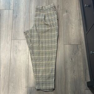 LOFT Tan and Black Cropped Ankle Pants with Tailored Design